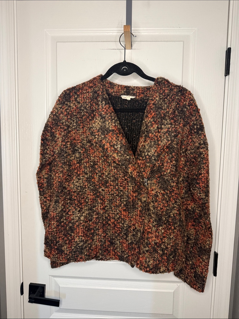 Mystree Marled Knit Cardigan in Brown and Orange Blend